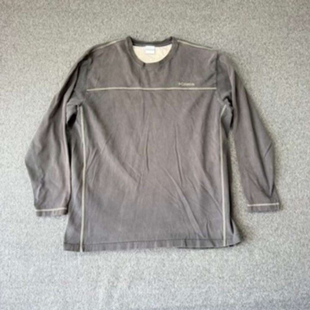 Columbia Mens XL Long Sleeve Crewneck Shirt Gray Cotton Contrast Stitch